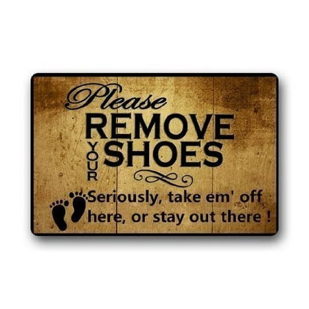 WinHome Funny Words Please Remove Your Shoes Doormat Floor Mats Rugs Outdoors/Indoor Doormat Size 23.6x15.7