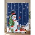 thumbnail image 4 of Fsddascl Navy Blue Snowman Christmas Shower Curtain Set - Long 72" x 84" Washable Bathtub Curtain with 12 Hooks, Xmas Tree Snowflake Balls Gifts Waterproof Fabric Stall Shower Curtains for Bathroom, 4 of 6