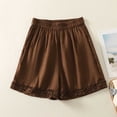 thumbnail image 2 of Ribbed Women Shorts Women’s Ruffle Home Shorts Elastic Waist Lace Shorts Summer Casual Home Sleepwear Loungewear Bottoms Coffee XL, 2 of 9