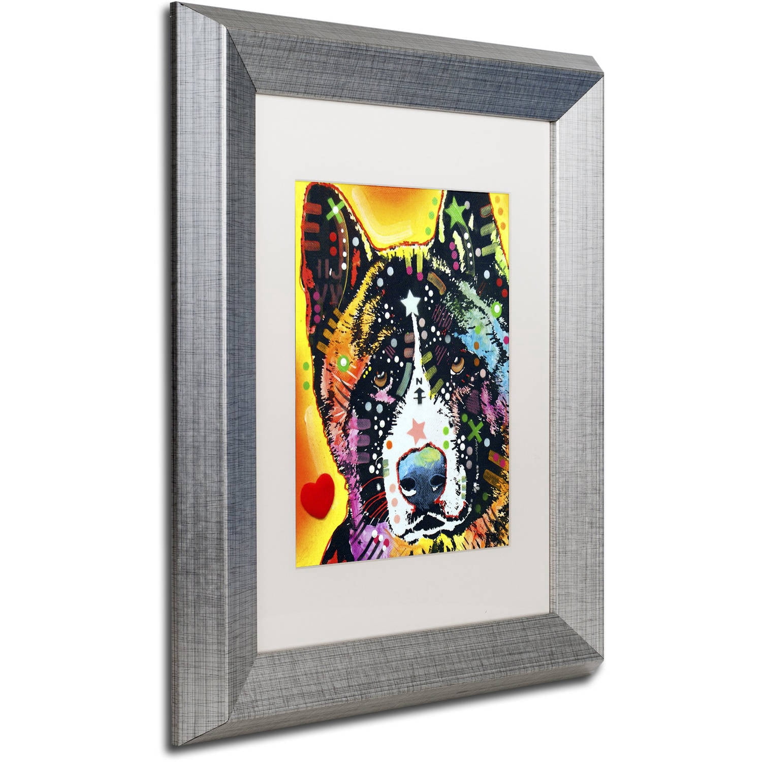 Trademark Fine Art "Akita" Canvas Art by Dean Russo, White Matte, Silver Frame