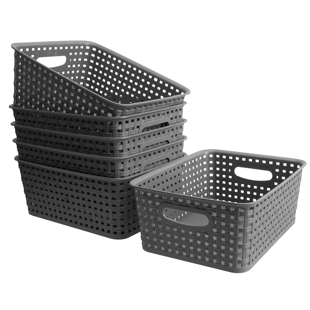 Penck Plastic Storage Baskets Set of 6 Durable Small Pantry Organizer