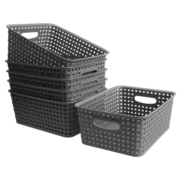 Penck Plastic Storage Baskets Set of 6 Durable Small Pantry Organizer