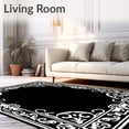 thumbnail image 2 of ODIKA 4'x6' Machine Washable Non-Slip Area Rug, Ornate Victorian Scrollwork with Floral Embellishments High Traffic Rug with Pad, Black, 480618, 2 of 8