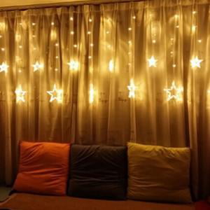 Warm White LED Star Curtain String Light, 138 Fairy Hanging Strip Lamp Window (Best Cheap 7 String)