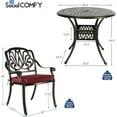 thumbnail image 7 of SOCIALCOMFY 5-Piece Outdoor Patio Dining Set, All-Weather Cast Aluminum Patio Table Set, Include 4 Cushioned Chairs and a 35.4 inch Round Table w/Umbrella Hole for Balcony Garden Backyard, Red, 7 of 7