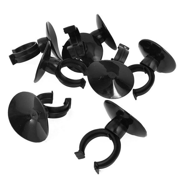 Unique Bargains 8 Pcs Fish Tank Black Plastic Air Line Tubing Holder Suction Cups 1.5"
