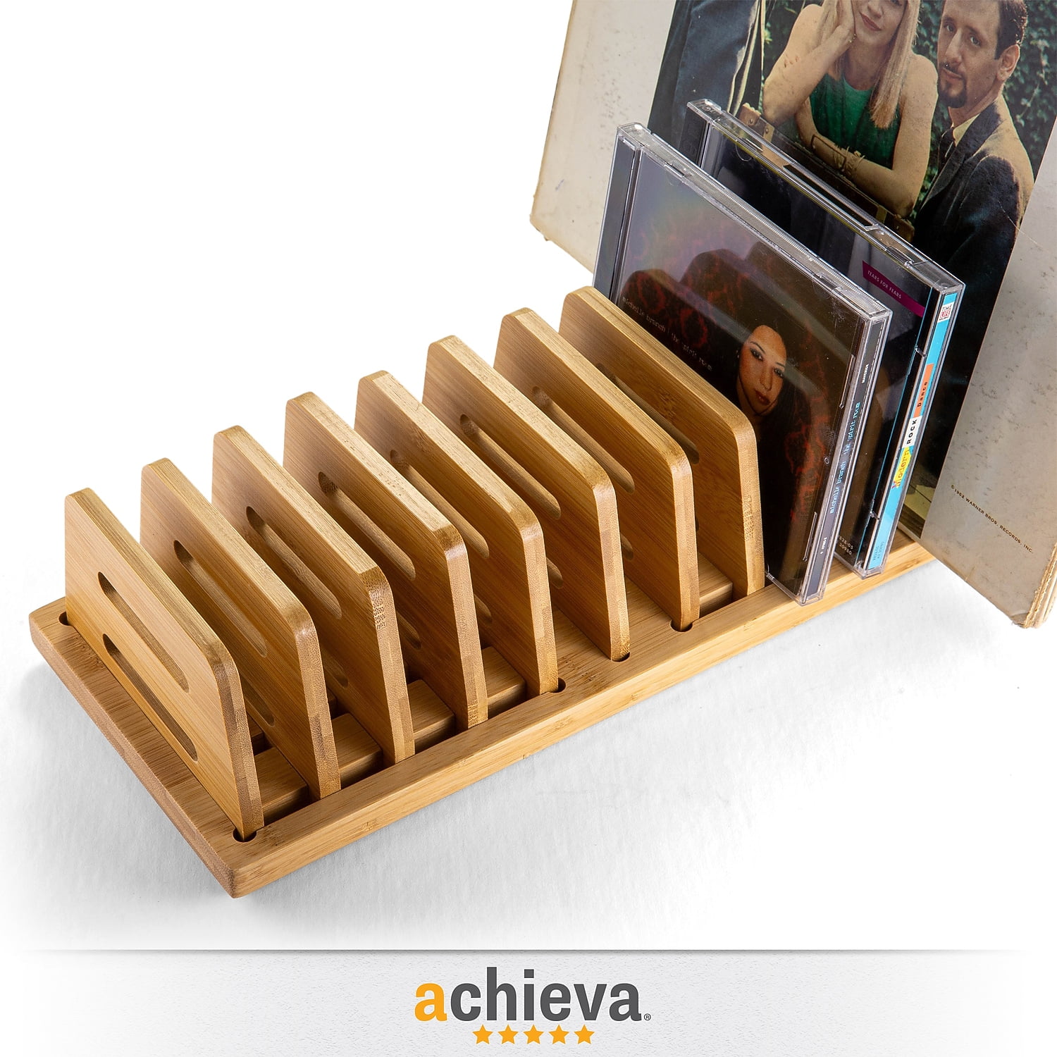 Officemate Bamboo Desk Accessories 9-Compartment Stackable Wood Desk Organizer  Natural Wood Grain