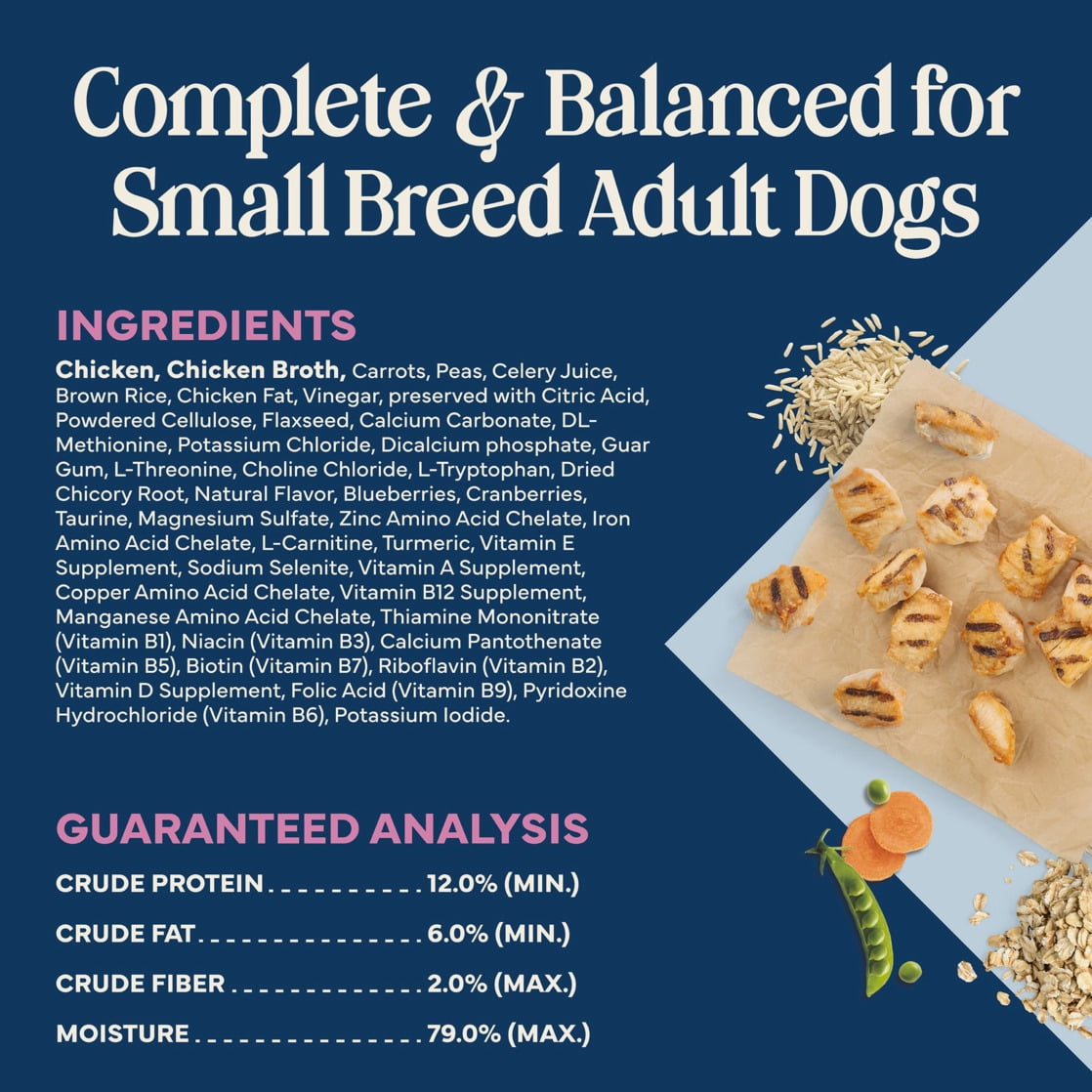 (3 pack) Blue Buffalo Love Made Fresh Dog Food, Small Breed Adult, Chunky Chicken Stew, 1-lb Tub