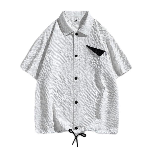 Playera Elvqul Hombre Casual Beige Manga Corta Diseño Solapa