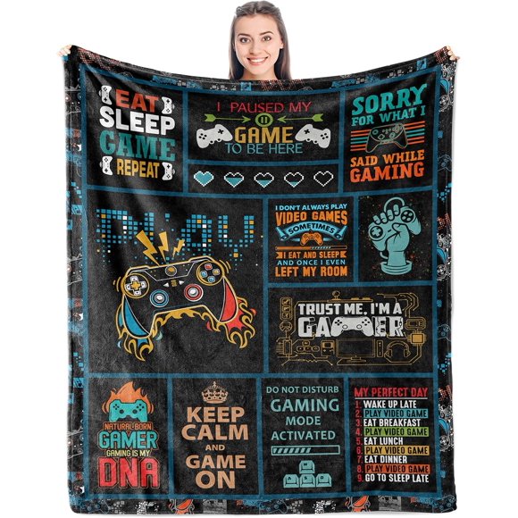 LHSHID Punofell Gamer Gifts Best Gaming Gifts for Men Game Room Decor Gift for Boys/Men Gifts for Gamers Video Game Lover Gifts Gifts for Gaming Blanket 60"x80"