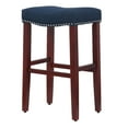 thumbnail image 5 of 29" Inch Upholstered Backless Saddle Seat Counter Stool, Cherry/Navy Blue, 5 of 6