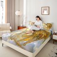 thumbnail image 4 of jejeloiu Angel Wings Queen Sheet Set,Yellow White,Microfiber Decor For Adults,4-Piece, 4 of 7