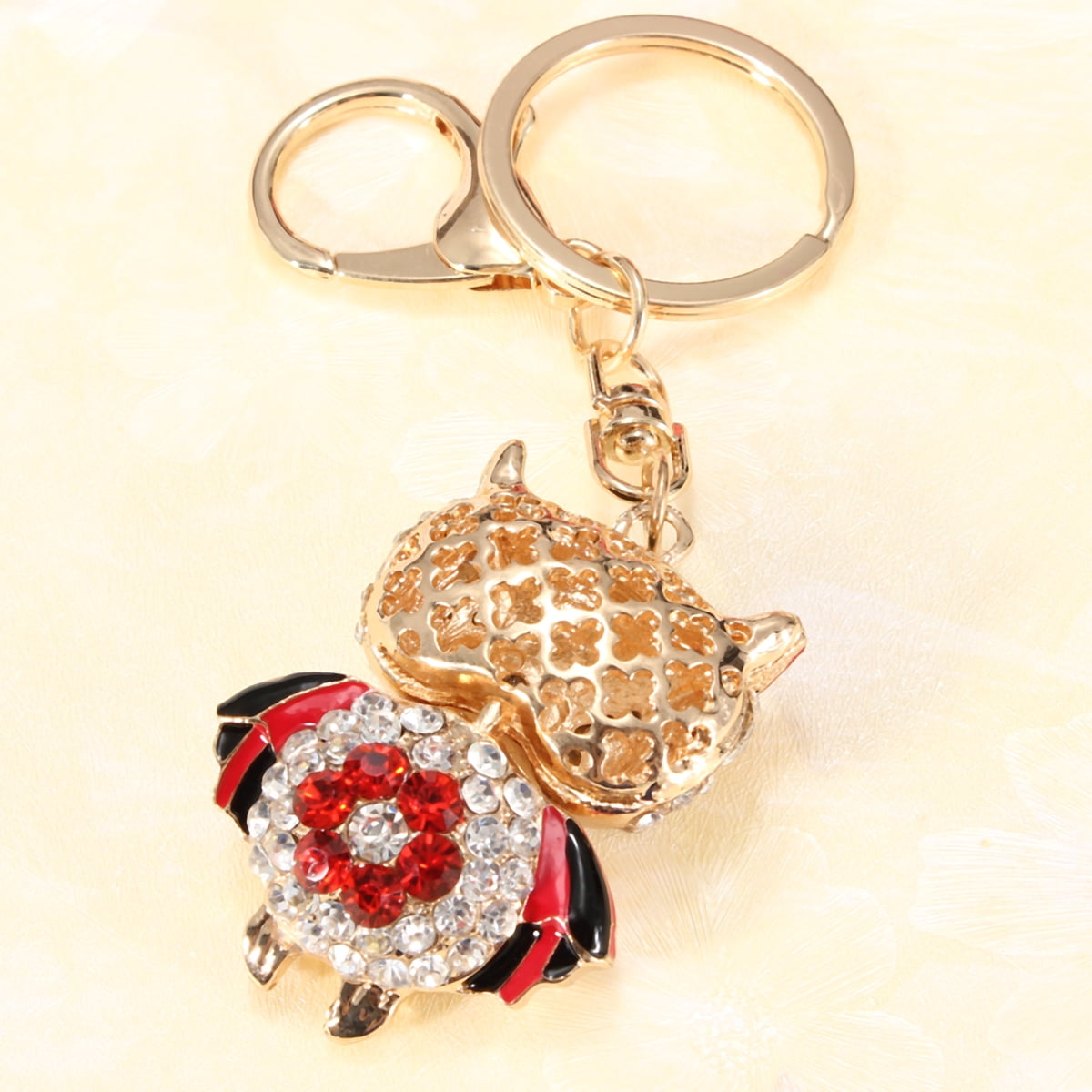 Lovely Mini Owl Cute Charm Pendant Rhinestone Crystal Key Ring  Key Chain Gift