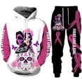 thumbnail image 3 of Conjunto de Sudadera con capucha y pantalones para hombre y mujer, ropa deportiva con estampado 3D de calavera y rosa, estilo Hip Hop Punk, novedad, 3 of 4