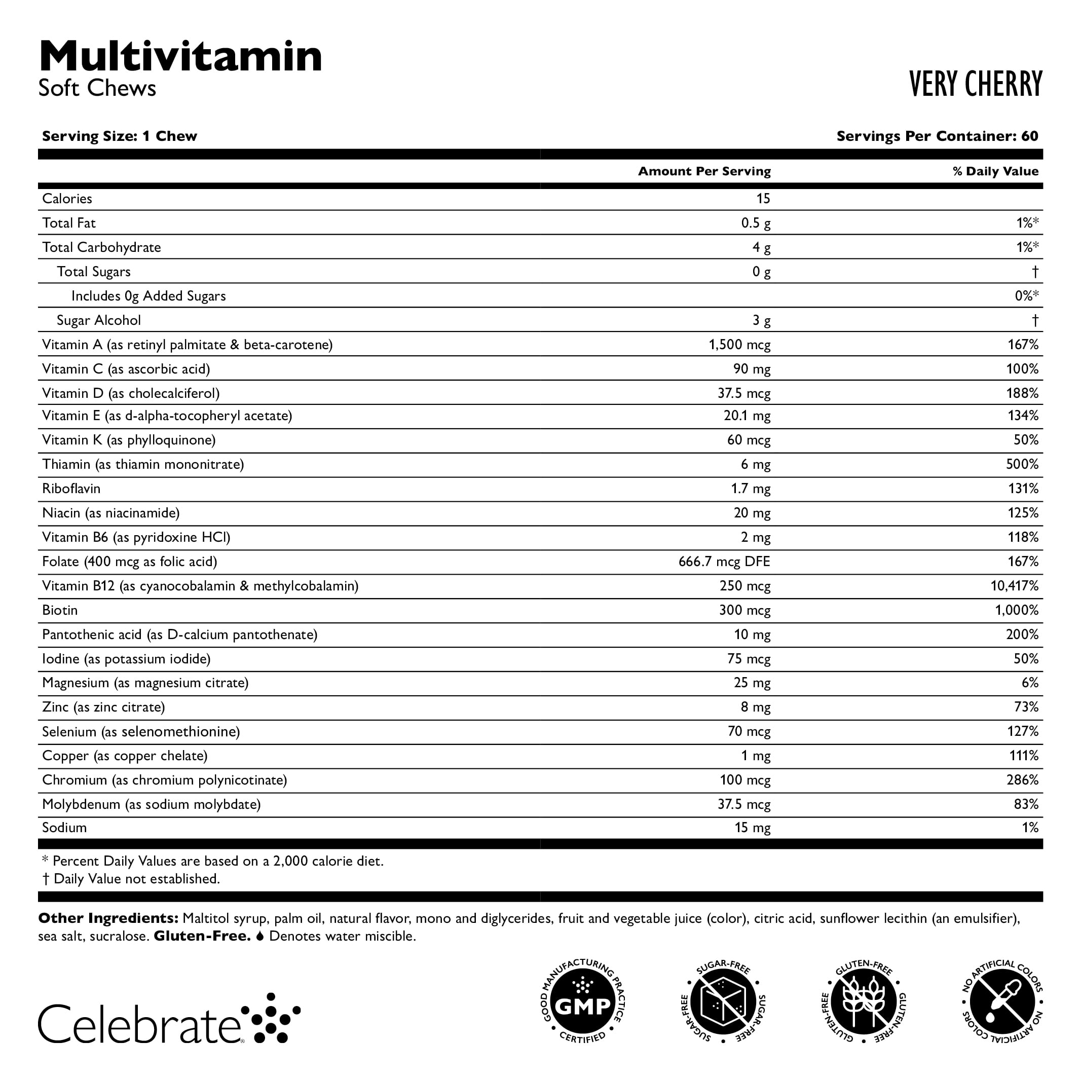 Celebrate Vitamins Bariatric Multivitamin Soft Chews - Very Cherry - 180 Count