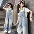 thumbnail image 2 of XQYLOS Teens Y2K Jumpsuit Girls Wide Leg Jumpsuit Children's Trendy And Fashionable Patchwork Butterfly Short Sleeved Overalls Set Jeans And Pants, 2 of 7