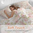 thumbnail image 4 of 3 Piece Pink Flowers Duvet Cover Set Full Size,Microfiber Comforter/Quilt Cover with Corner Ties and 2 Pillowcases,Country Botanical Floral Leaves Romantic All Season Soft Bedding with Zipper Closure, 4 of 8