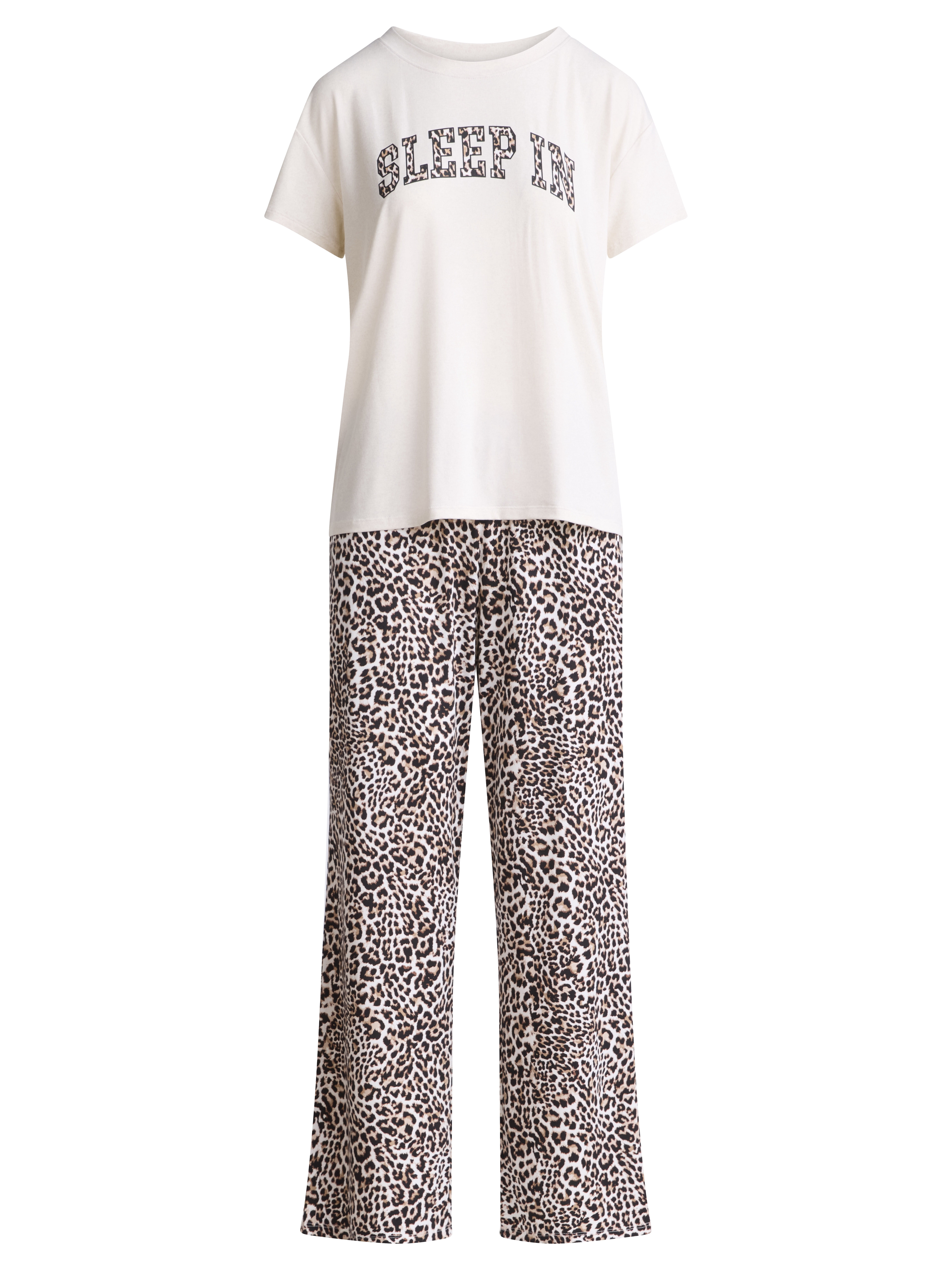 Joyspun Women's Short Sleeve Sleep Top and Open Leg Pant Set, Sizes XS to 3X