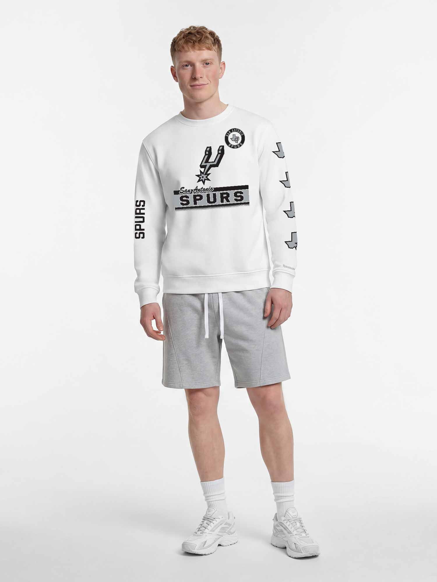 San Antonio Spurs Reebok Mens White Crew Sweatshirt