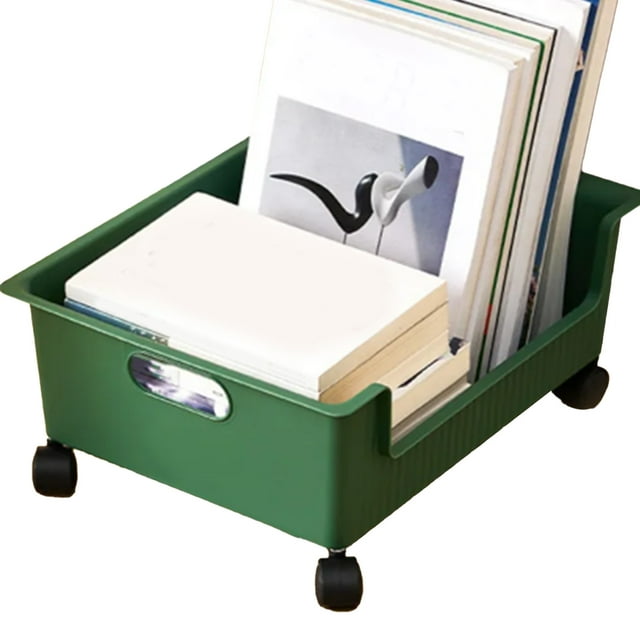 Boîte de Rangement en Plastique pour Livres, Design à Roulettes, Bacs d'Organisation pour Classe, Jaune, Vert Foncé, Vert Clair, Blanc