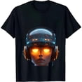 thumbnail image 2 of Futuristic Black Cotton Short Sleeve T-Shirt for Men - Sci - Fi Design with Transparent & Starry Sky Pattern, 2 of 6