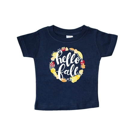 

Inktastic Hello Fall with Leaf Wreath Gift Baby Boy or Baby Girl T-Shirt