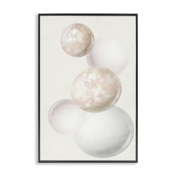 Stupell Industries Round Neutral Orbs Abstract Painting Black Framed Art Print Wall Art, 12 x 18