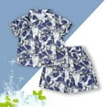 thumbnail image 2 of Odeerbi 1-8 Years Kids Boys Summer Hawaiian Outfits Cotton Beach Tropical Print Short Sleeve Shirt Shorts Set Graphic Casual Two-piece Set Kids Boys Clothes, 2 of 3