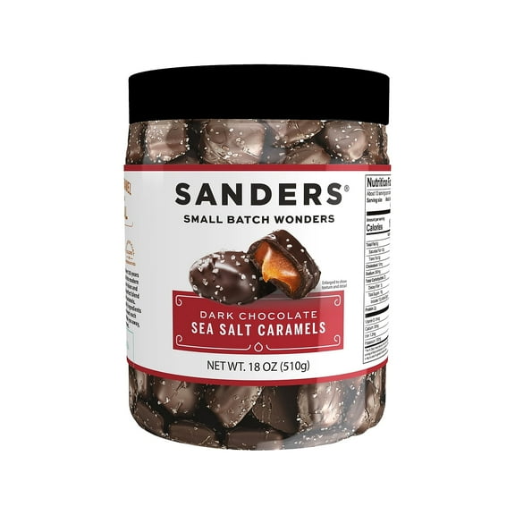 Sanders® Small Batch Wonders Dark Chocolate Sea Salt Caramels, 18 oz Tub