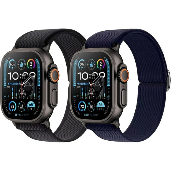 shiyou-2 PACK Nylon Bracelet Compatible with Apple Watch Strap SE Ultra 2 1, Series 10 9 8 7 6 5 4 3 2 1 Women Men, Stretchy Bands for iWatch 38mm 40mm 41mm 42mm 44mm 45mm 46mm 49mm