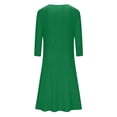thumbnail image 2 of Zpanxa Plus Size Dress for Women, Solid 3/4 Sleeve Empire Waist Dress, Round Neck Fall Dress Casual Midi T-Shirt Dress Green 3XL, 2 of 5