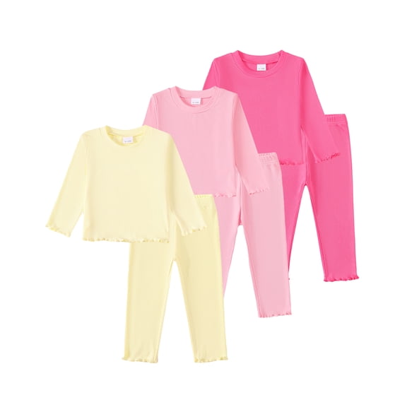18 Months Baby Girls Clothes 24 Months Girls 3 Pack Fall Winter Outfits Set Toddler Girl Long Sleeve Top Pants 6PCS Clothing Set Yellow