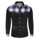 thumbnail image 2 of Camisas De Vestir Para Hombre Camisa de manga larga con botón de solapa y bloque de color a cuadros informal a la para hombre (Black, XL), 2 of 5