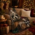thumbnail image 3 of Rustic Mountain Lake Canoe Scene Buffalo Plaid Patchwork, Peaceful Mountain Lake Scene, Warm Flannel Blanket for Cabin and Lodge, Outdoor Lovers Camping Gift, Artistic Home Decor, 3 of 9