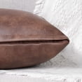 thumbnail image 4 of Set of 2 Faux Leather Decorative Throw Pillow Covers Modern Solid Outdoor Cushion Cases Luxury Pillowcases for Couch Sofa Bed 24x24 Inches Dark Brown, 4 of 6