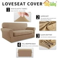 thumbnail image 4 of Easy-Going 2 Pieces Microfiber Stretch Sofa Slipcover Spandex Soft Sofa Couch Cover, Loveseat, Camel, 4 of 7
