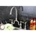 thumbnail image 3 of Kingston Brass KS7798ALBS English Country Kitchen Bridge Faucet with Brass Sprayer, Brushed Nickel, 3 of 4