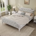 thumbnail image 3 of Antique White Solid Wood Bed Frame Featuring Tufted Headboard & Sturdy Construction, King Size, No Box Spring, 3 of 14