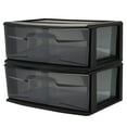 thumbnail image 1 of Open Box Homz Plastic 1 Drawer Wide Storage Cart, Black with Smoke Drawer, 2pk, 1 of 9