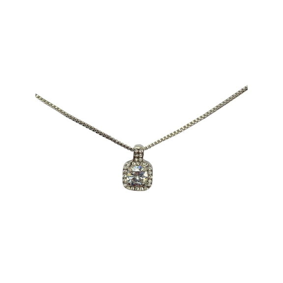 Silver Necklace with Square Stone Pendant P30 by Artisan Jeweler