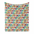 thumbnail image 1 of Indie Soft Flannel Fleece Blanket, Triangles Pattern with Deer Elk Portraits Geometric Colorful Funky Hipster Tile Urban, Cozy Plush for Indoor and Outdoor Use, 70" x 90", Multicolor, by Ambesonne, 1 of 6