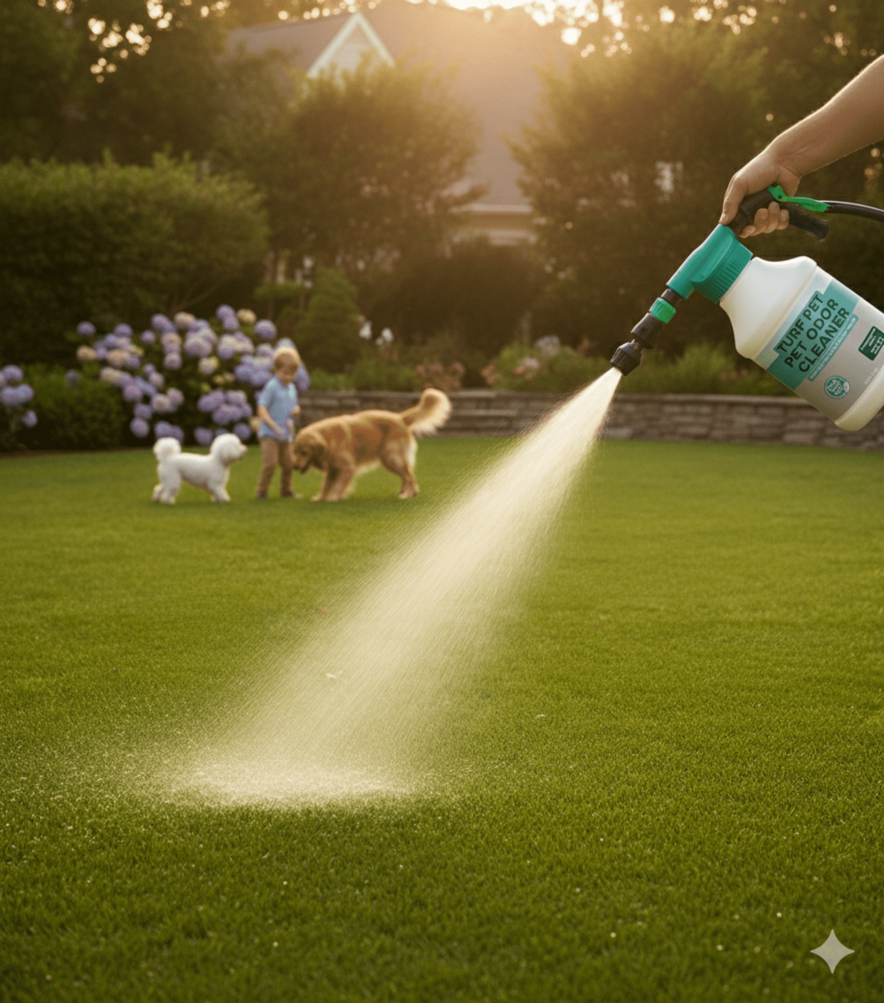 Turf Pet Odor Eliminator Enzyme Cleaner with Hose-End Sprayer for Outdoor Turf, Grass, Patio & Yard Odor Removal, 1 Gallon Concentrate