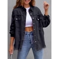 thumbnail image 4 of LMLYSoH Women's Ripped Distressed Denim Jacket Long Sleeve Button Down Boyfriend Jean Coat Trucker Jacket, 4 of 9