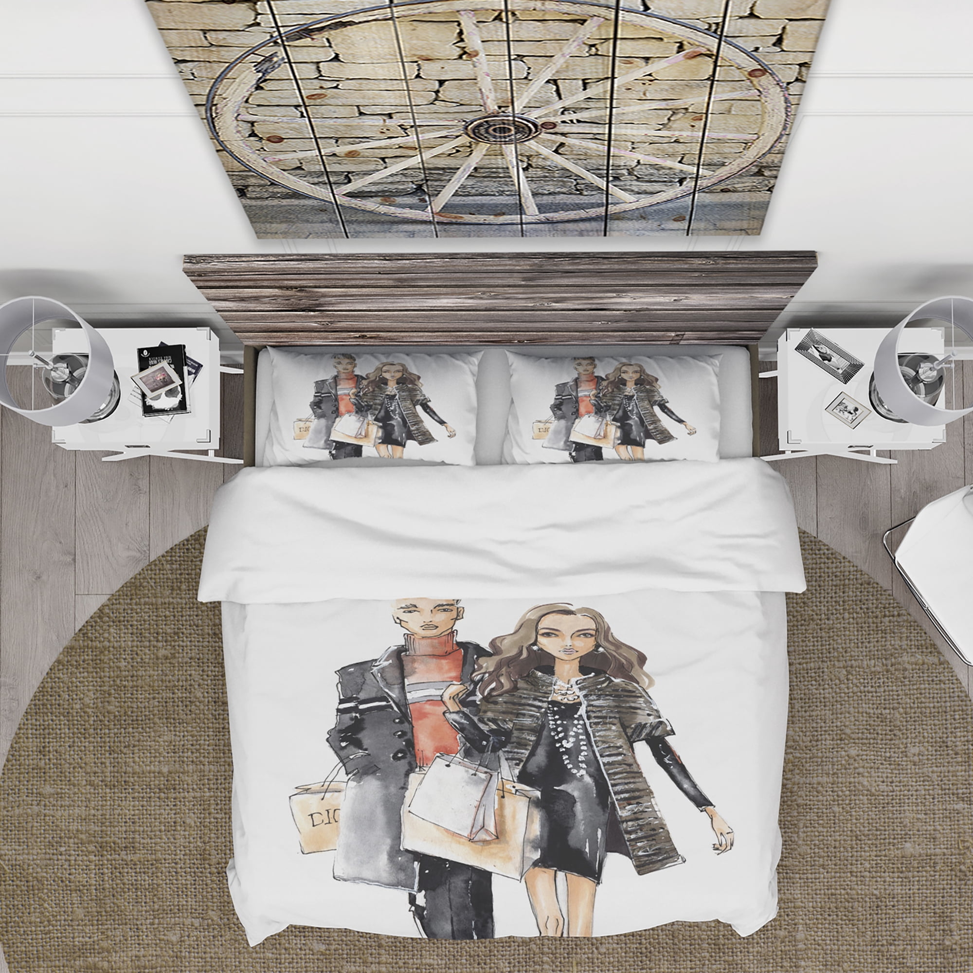 Designart 'Couples Waking Along side' Glamour Duvet Cover Set