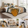 thumbnail image 6 of Twin Quilt Set 68''x86'', Boho Middle Century Lightweight Summer Bedspread Coverlet Set with 2 Pillow Shams, Abstract Orange Geometric Leaves Breathable All Season Quilt Bedding for Dorm/Bedroom, 6 of 9