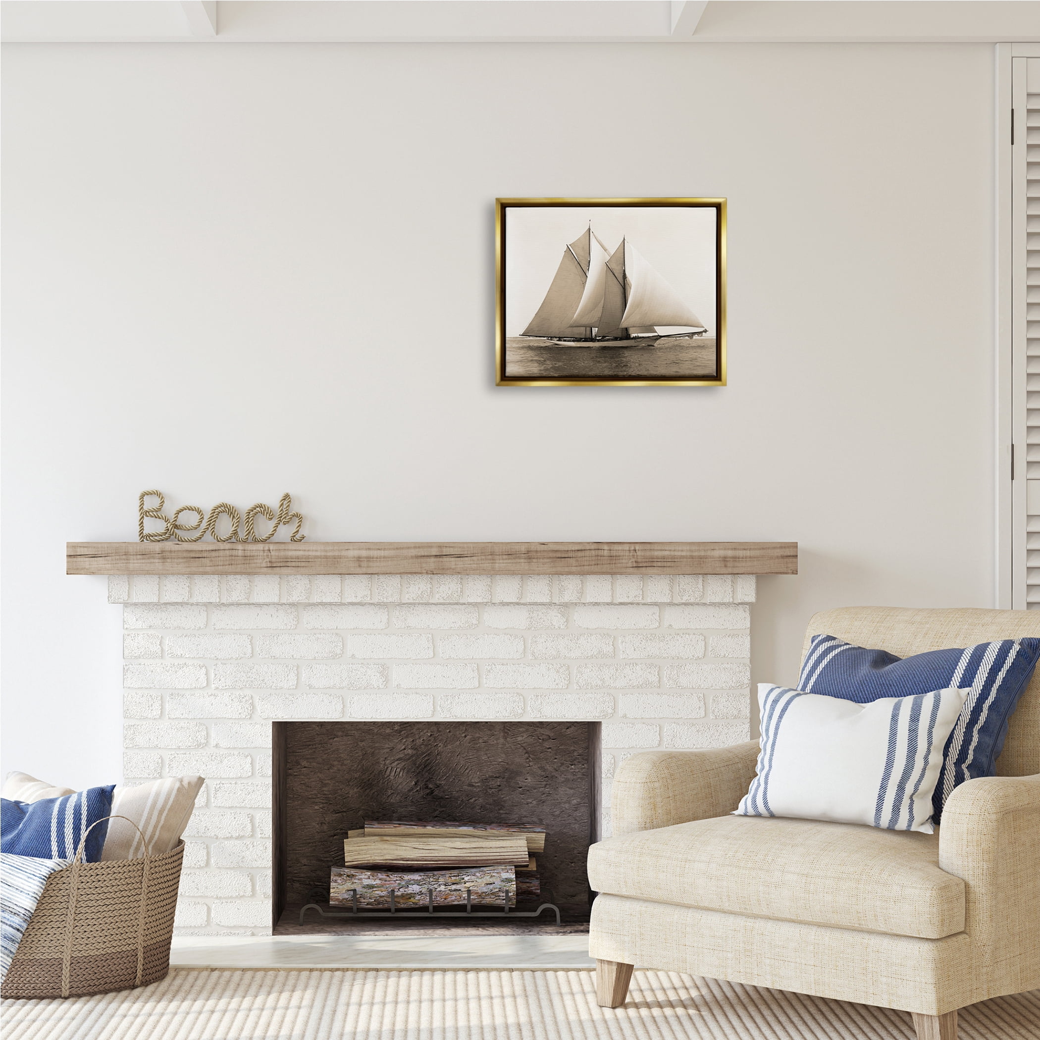 Stupell Industries Nautical Ship Photography Transportation Photography Gold Floater Framed Art Print Wall Art, 21 x 17