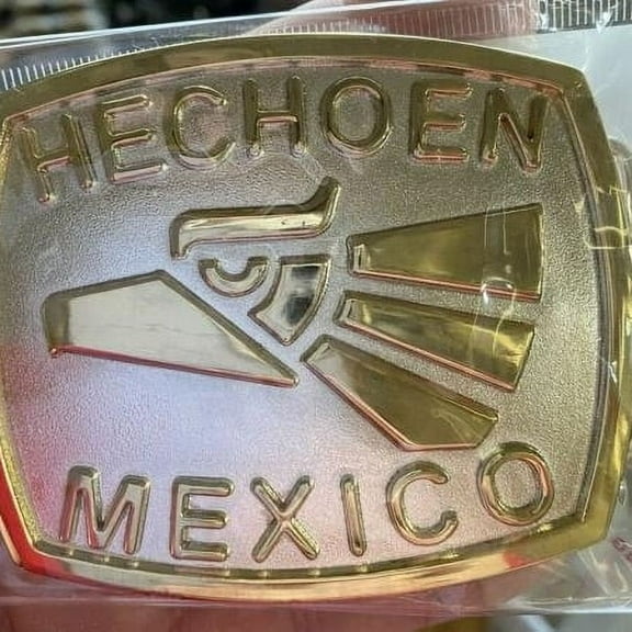 Hecho En Mexico Eagle Head Belt Buckle Western Silver Gold Finish BIG - New with box/tags