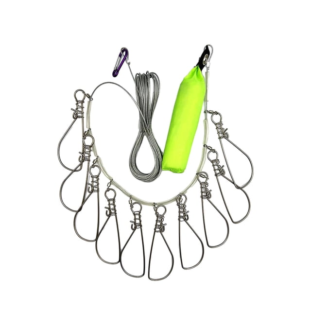 Clip para cuerda de pesca, soporte para pesca, broche de metal de alta resistencia, candado grande para pesca verde 10m