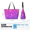 thumbnail image 6 of Ratiio Purple Glitter Print Large Capacity Beach Travel Bag, Polyester Waterproof Tote Bag with Zipper for Vacation and Daily Use, 6 of 6