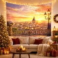 thumbnail image 3 of European City Skyline in Golden Sunset with Cathedral Dome Romantic Vintage for Home Lovers Cityscape Wall Art Housewarming Gift Tapestry Wall Hanging for Bedroom and Living Room, 3 of 7
